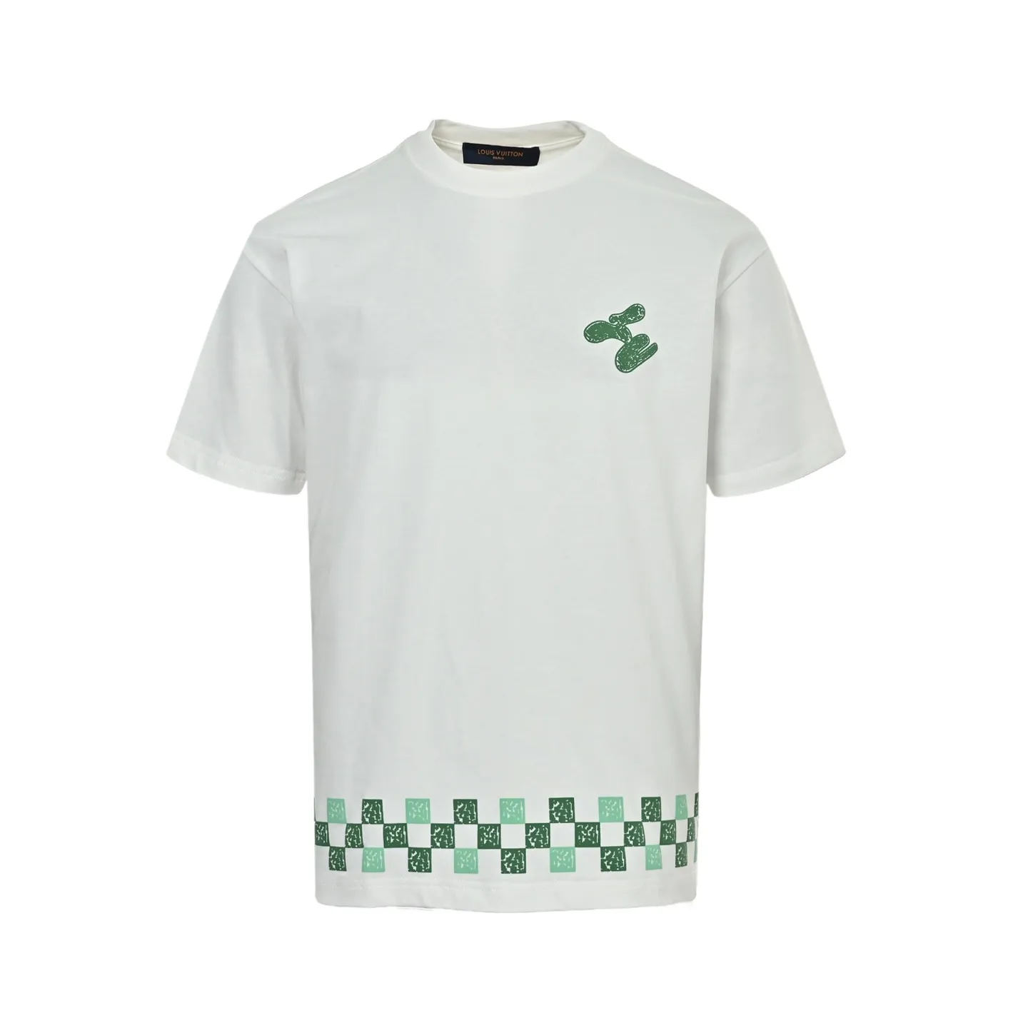 Louis Vuitton/Louis Vuitton hem graffiti checkerboard print short sleeves